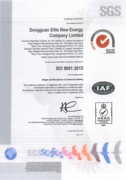 চীন Shenzhen Elite New Energy Co., Ltd. সার্টিফিকেশন